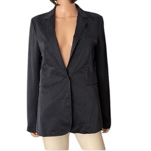 NWT Talbots black soft silk classic blazer